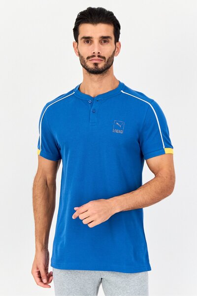 Puma تي شيرت رجالي x One8 ضيق بأكمام قصيرة للأنشطة الخارجية، أزرق بحري