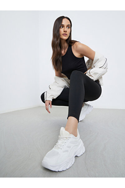 Styli بنطال ضيق أسود للنساء بخصر مطاطي