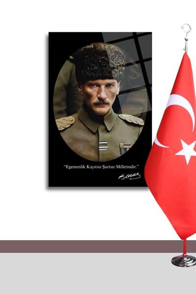 HMDS CONCEPT Pictură în sticlă Ataturk 344 „Suveranitatea este ună națiune fă...