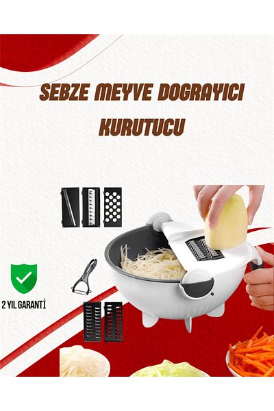 Clevora Multifunctional Rotary Grater and Chopper with Strainer