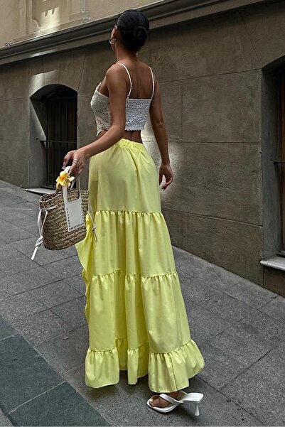 Lijuri Audrey Frilly Slit Detail Skirt 4037