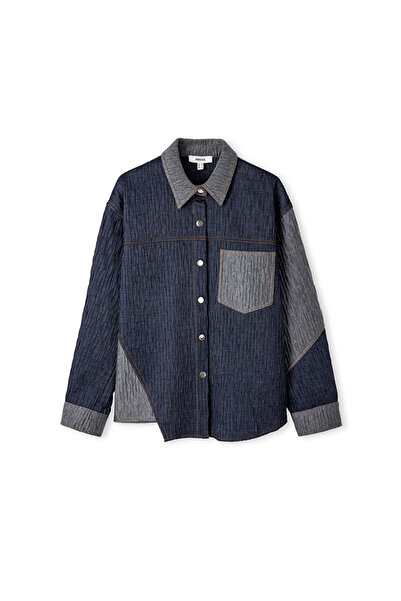 İpekyol Kırışık efektli colorblock ceket