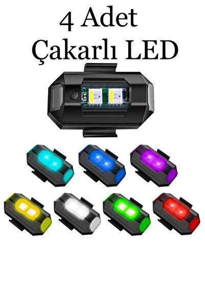 Forbin 4 Adet Motor Drone Uçak Kanadı Led Şarjlı Kablosuz Mini Led Çakarlı Lamba RGB