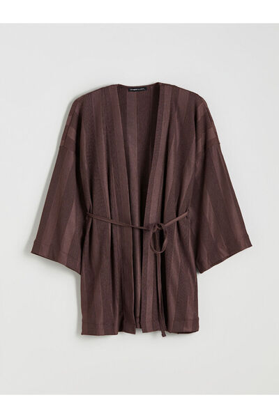 LC Waikiki Create Your Style from Uzg Store |   Shawl Collar Striped Oversize Women's Kimono