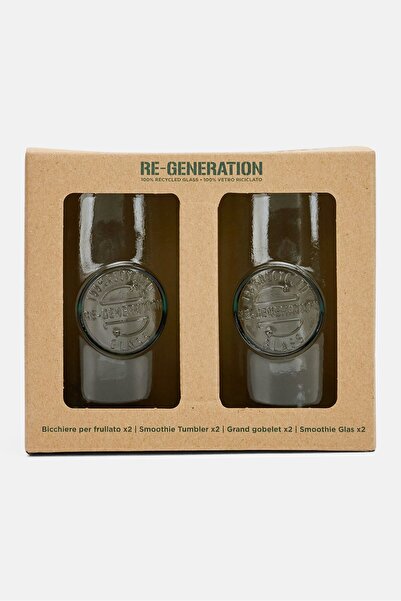 RE-GENERATION 2 Pieces Smoothie Glass 450 ml, Transparent