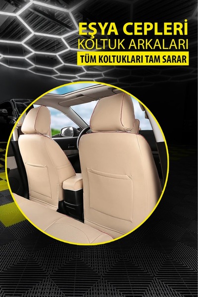 GM-DESIGN Onyx Beige Hand Feather Universal Commercial Car Seat Cover (DOBLO-CADDY-BERLINGO-DOKKER-COURIER-KANGOO)
