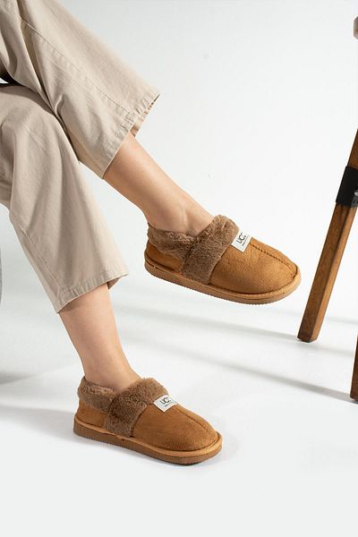 Peta Papuci de iarnă unisex cu lână în interior - Cizme de acasă cu talpă Eva - Pantofi