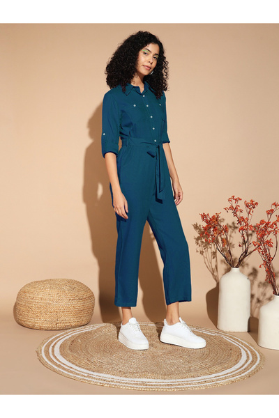 The Dry State By Styli Women Teal Straight Leg Jumpsuit