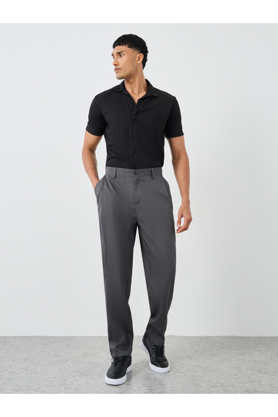 Styli Men Grey Straight Fit Pleated Trousers