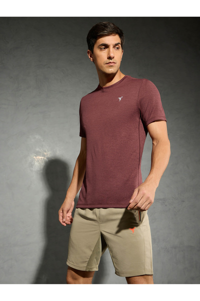 Technosport By Styli Men Solid Slim Fit Crew Neck T-Shirt
