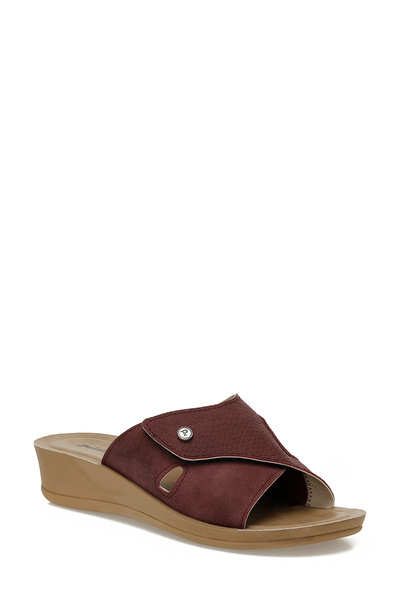 Polaris 609008.Z5Pr Burgundy Women's Wedge Heel Slippers