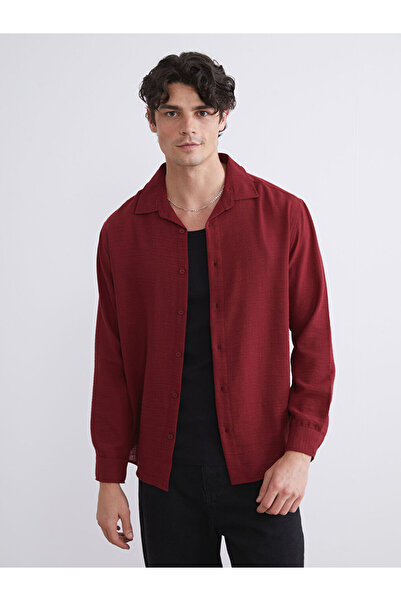 LC Waikiki Burgundy Regular Fit Long Sleeve Men's Shirt