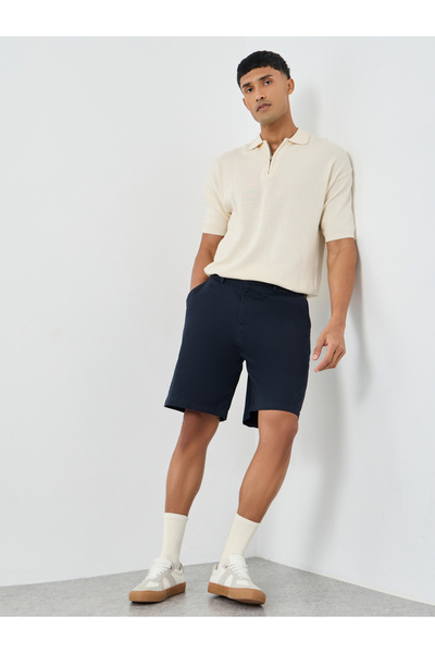 Styli Men Navy Blue Regular Twill Chino Shorts