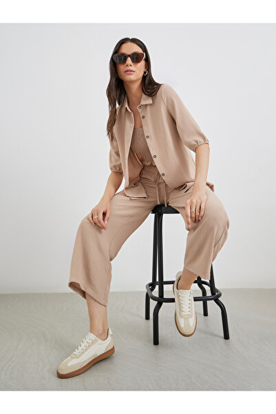 Styli Pack of 3 - Solid Longline Shirt, Bandeau Top and Pants Co-Ords