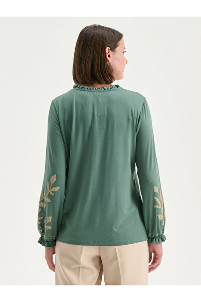 LC Waikiki Timeless Recommendations from Timeless Store |   Ruffled Tie Neck Patterned Blouse