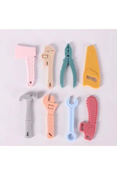 Choice 8 PCS 6/8pcs Hammer spanner pliers tool teether boilable soft silicone baby baby biting gum music te