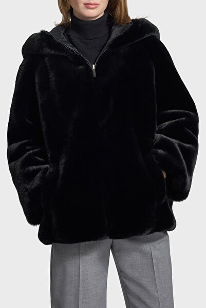 Emporio Armani Logo Embroidery Double-Sided Comfort Fit Faux Fur Coat Coat Ew001467 Af14618