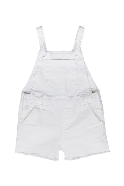 Minoti - Denim Dungaree With Tie Straps - White
