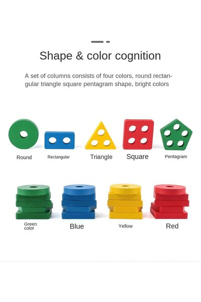 Yelajoy Wooden Sorting Stacking Toy,Shape Color Recognition Block,Early Educational Puzzles Gift for Kids