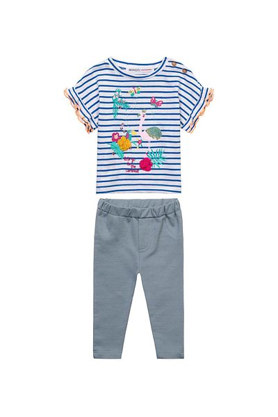 Minoti - Stripe T-Shirt and Jegging Set - Blue and White