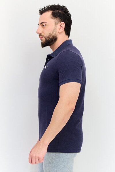 Puma Men Slim Fit Spread Collar Short Sleeve Outdoor Polo Shirt, Navy