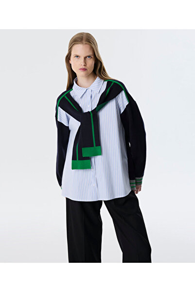 Twist Double Piece Looking Fabric Mix Knitwear