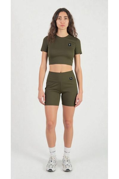 Keep Risen Women's High Waist Gathering Biker Shorts Short Sports Leggings