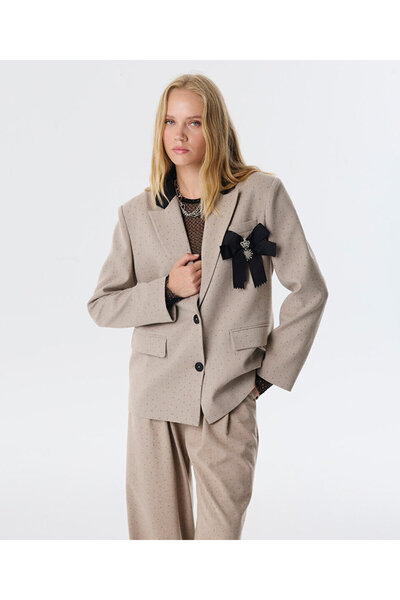 Twist Blazer with Bow Applique
