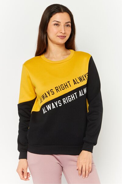 Buzz Women Crew Neck Long Sleeves Graphic Print Sweatshirt, Multicolor