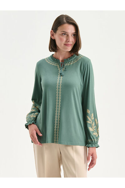 LC Waikiki Quality Parts from Celebi Store |   Ruffled Tie Collar Patterned Blouse