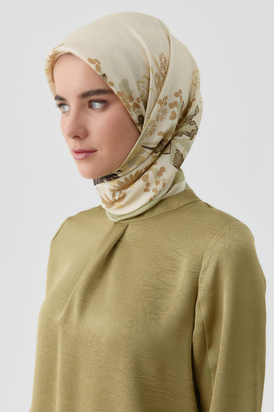 Tuğba Feraye Twill İpek Eşarp - Haki