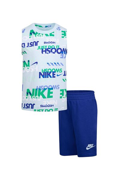Nike Sportswear All Over Printed Tank T-shirt and Shorts Set - Blue