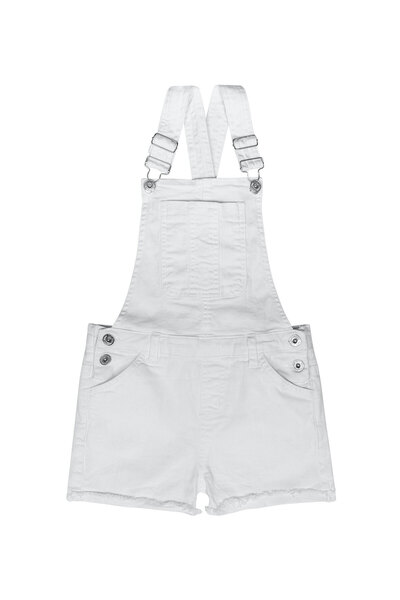 Minoti - Denim Short Dungaree-White