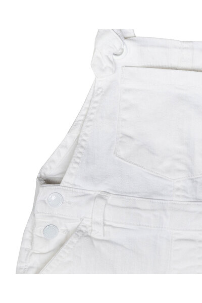 Minoti - Denim Dungaree With Tie Straps - White