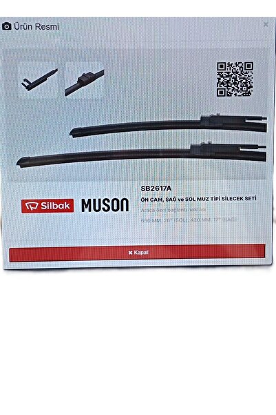 Silbak FORD FOCUS 2006- ÖN SİLECEK SÜPÜRGE TAKIMI MUZ TİPİ (SOL 650MM-SAĞ 430MM)-4M5J S17528 AA-SB2617A