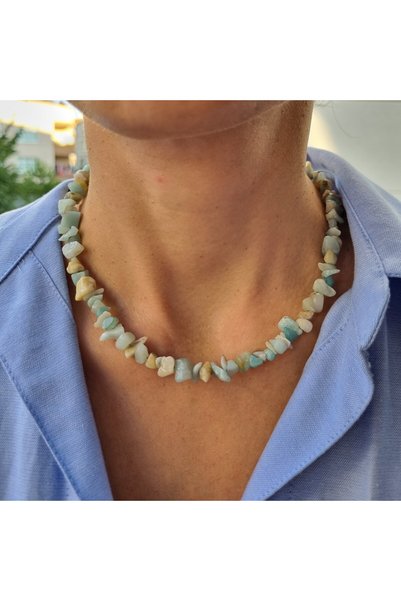 NEMOR STUDIO Amazonite Natural Stone Necklace |   Shiny Broken Stone