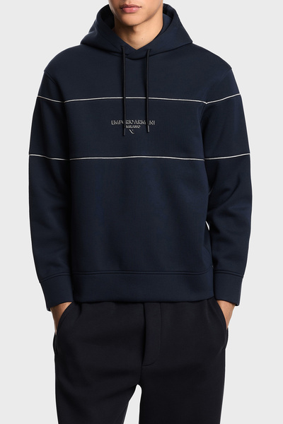 Emporio Armani Logo Stripe Detail Regular Fit Hooded Sweat Men Sweat Em002885...