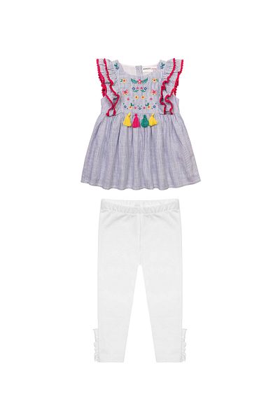 Minoti - Top and Legging Set - Blue/White