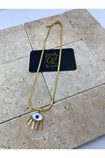 Byoz store Italian Chain Gold Lucky Written Eye Stick Plate Pendent Women's N...