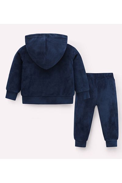 SAPS Solid Full Sleeves Hoodie and Pant Co-ords Set - Navy
