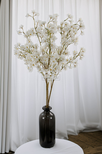 Yapay Çiçek Deposu Yapay Çiçek Lüx Kar Çiçeği Dalı 88 cm Beyaz