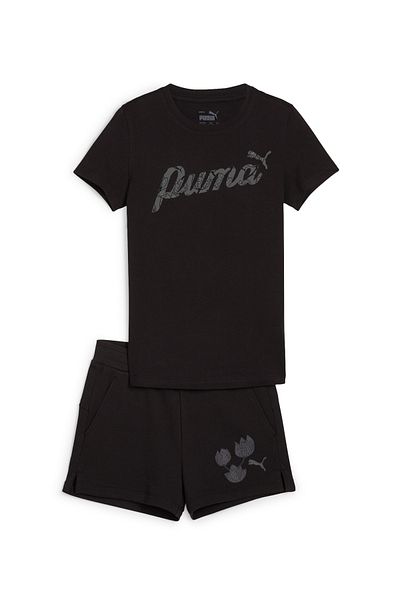 Puma Blossom Tee and Shorts/Co-ord Set - Black