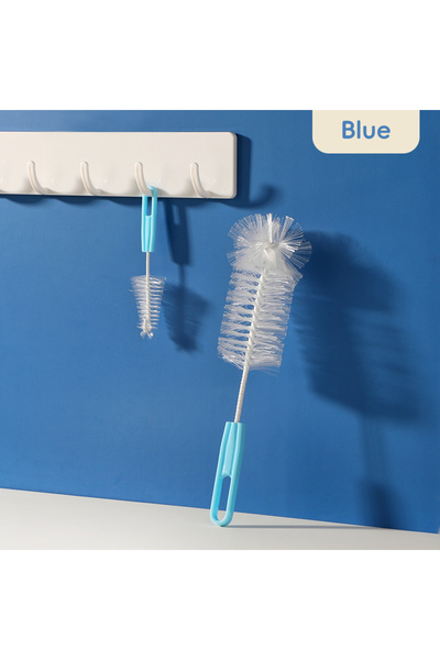 Choice1 Blue Simple Nylon Baby Feeding Milk Bottle Nipple Brush Set（2 Pack）