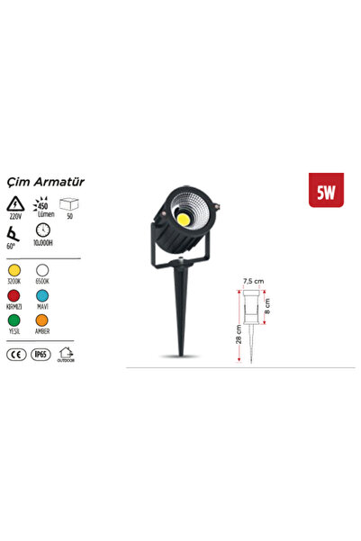 YCL YBH 105 Çim Armatür – Dış Mekan Aydınlatma Spotu (5W)3000K GÜN IŞIĞI