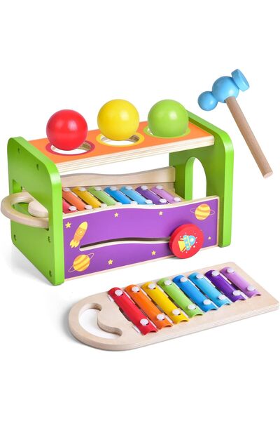 Yelajoy Hammering Pounding Toys,Wooden Educational Toy, Developmental Fine Motor Montessori Learning Toy