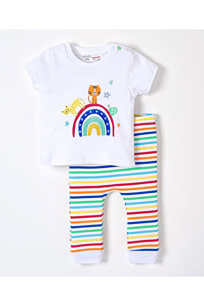 Minoti Rainbow T-Shirt and Leggings Set - White