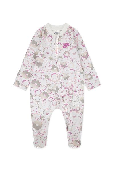 Nike NKG Flow-Ral AOP 100% Cotton Footed Cover Sail Onesie for Kids - White