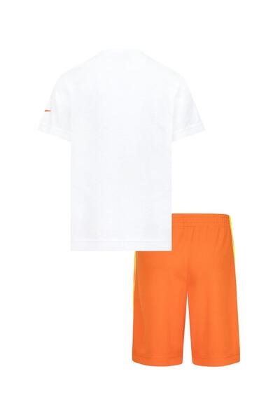 Nike Hazy Rays Graphic T-shirt and Shorts Set - White and Orange