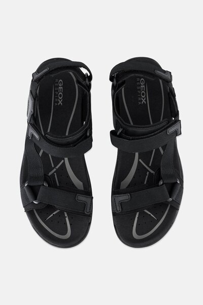 Geox Men Terreno Grip Velcro Closure Sandals, Black