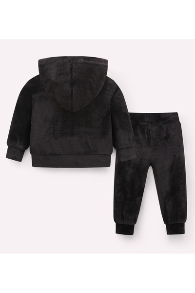 SAPS Solid Full Sleeves Hoodie and Pant Co-ords Set - Black